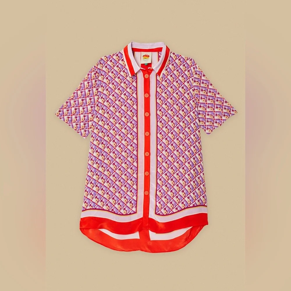 Farm Rio: Multicolor Graphic Pineapple Scarf Shirt - Picture 3 of 13